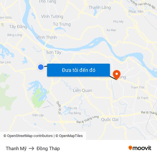 Thanh Mỹ to Đồng Tháp map