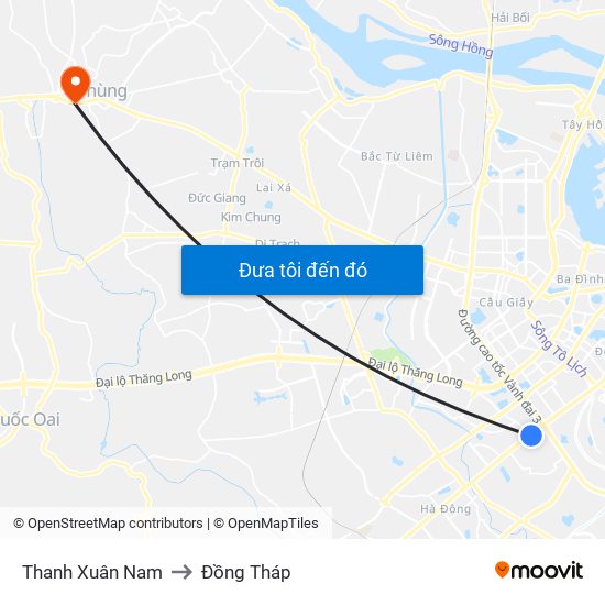 Thanh Xuân Nam to Đồng Tháp map