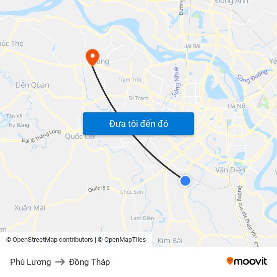 Phú Lương to Đồng Tháp map