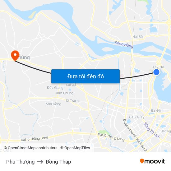 Phú Thượng to Đồng Tháp map