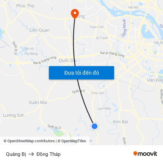 Quảng Bị to Đồng Tháp map