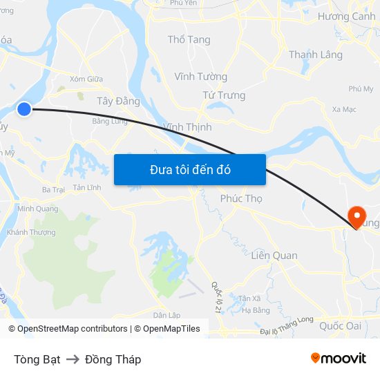 Tòng Bạt to Đồng Tháp map