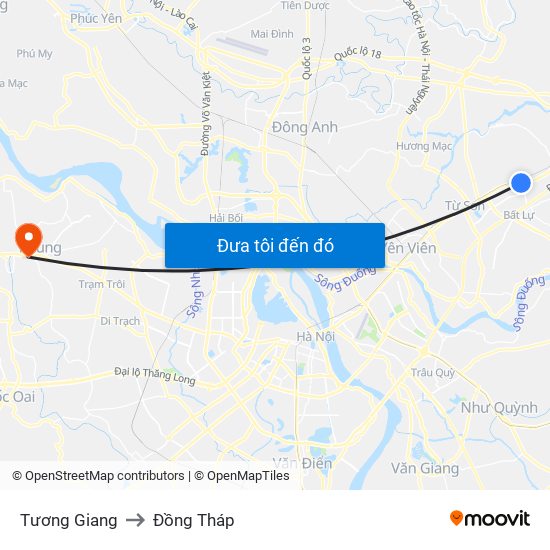 Tương Giang to Đồng Tháp map