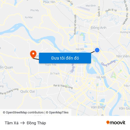 Tầm Xá to Đồng Tháp map