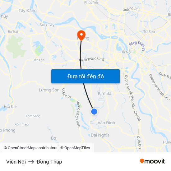 Viên Nội to Đồng Tháp map