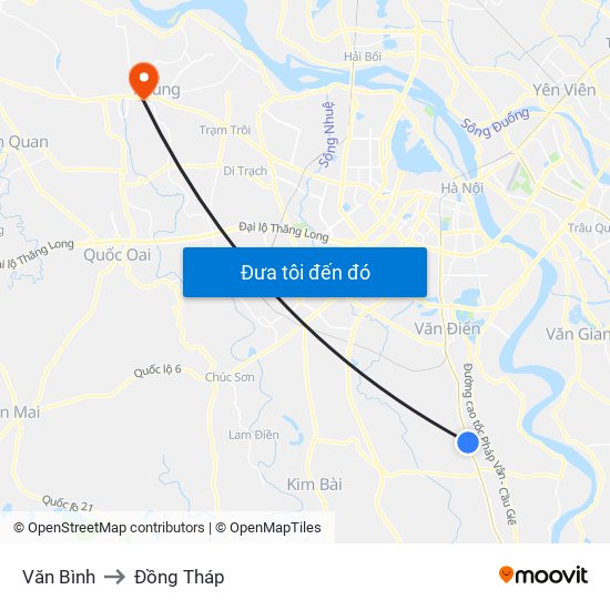 Văn Bình to Đồng Tháp map