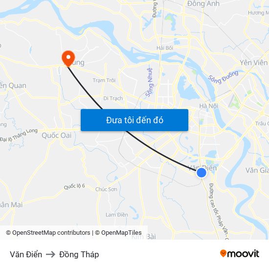 Văn Điển to Đồng Tháp map