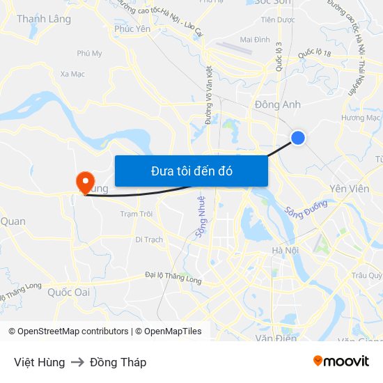 Việt Hùng to Đồng Tháp map