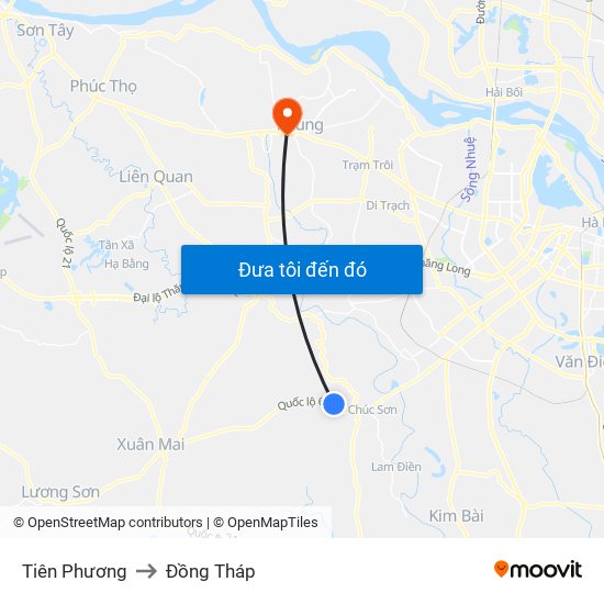 Tiên Phương to Đồng Tháp map