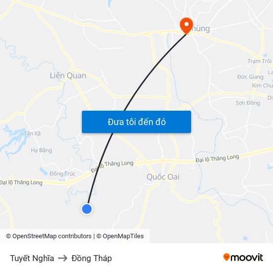 Tuyết Nghĩa to Đồng Tháp map