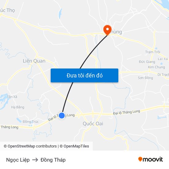 Ngọc Liệp to Đồng Tháp map