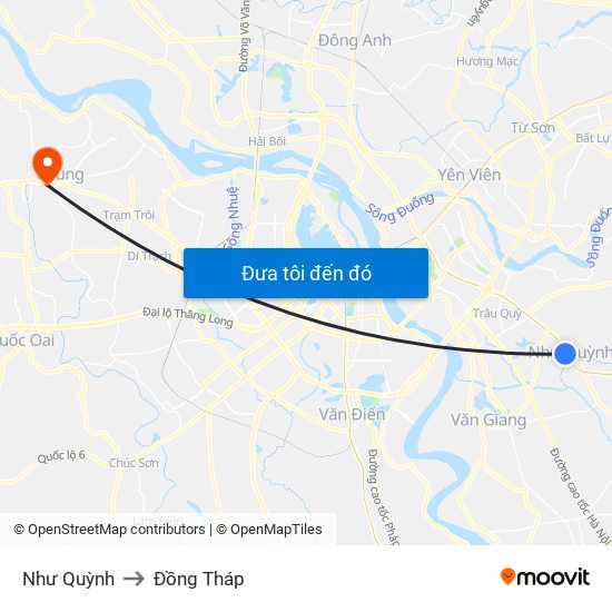 Như Quỳnh to Đồng Tháp map