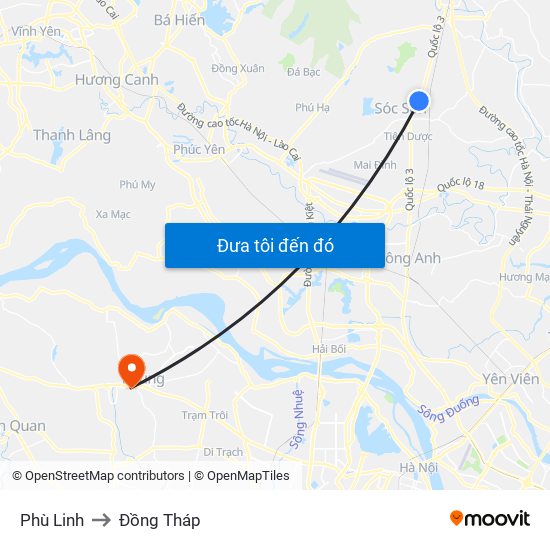 Phù Linh to Đồng Tháp map