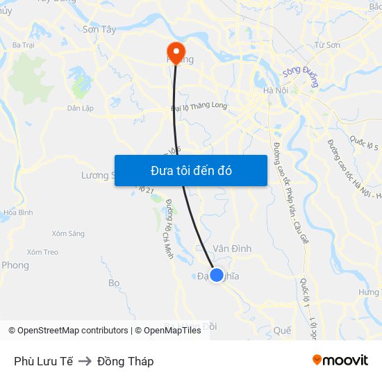 Phù Lưu Tế to Đồng Tháp map