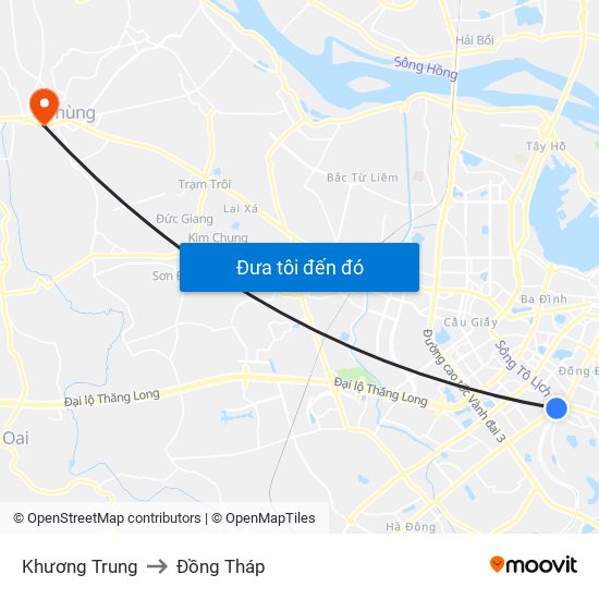 Khương Trung to Đồng Tháp map