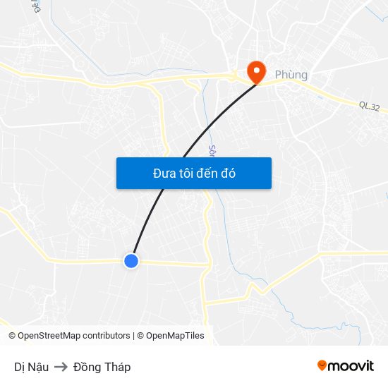 Dị Nậu to Đồng Tháp map