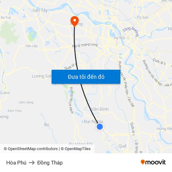 Hòa Phú to Đồng Tháp map