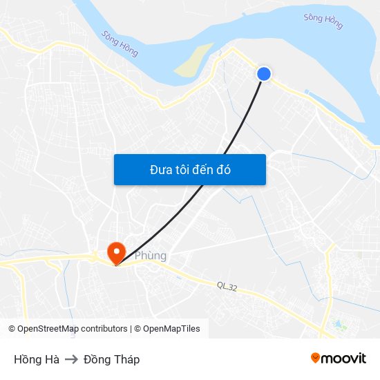 Hồng Hà to Đồng Tháp map