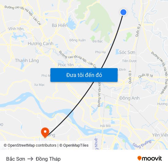 Bắc Sơn to Đồng Tháp map