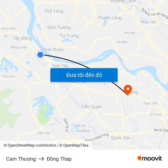 Cam Thượng to Đồng Tháp map