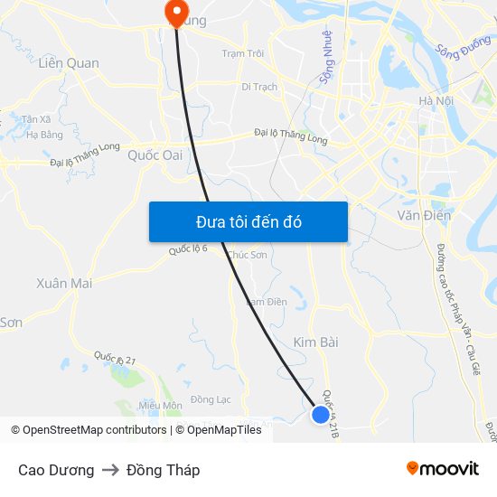 Cao Dương to Đồng Tháp map