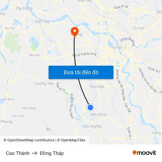 Cao Thành to Đồng Tháp map