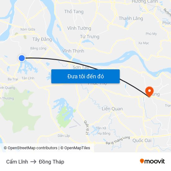 Cẩm Lĩnh to Đồng Tháp map