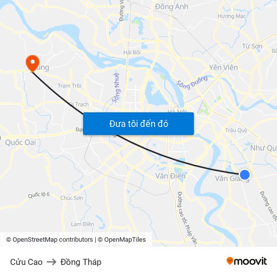 Cửu Cao to Đồng Tháp map