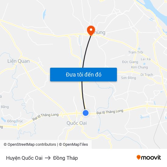 Huyện Quốc Oai to Đồng Tháp map