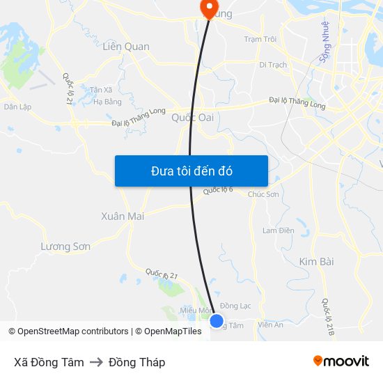 Xã Đồng Tâm to Đồng Tháp map