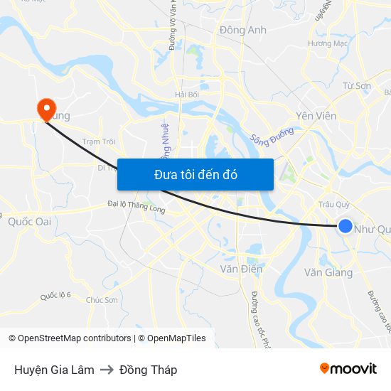 Huyện Gia Lâm to Đồng Tháp map