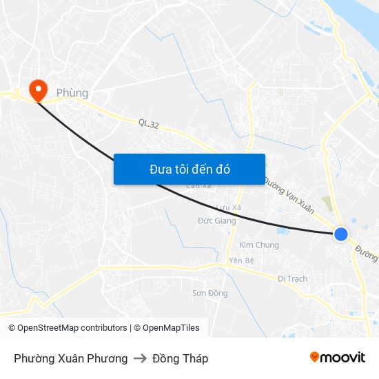 Phường Xuân Phương to Đồng Tháp map