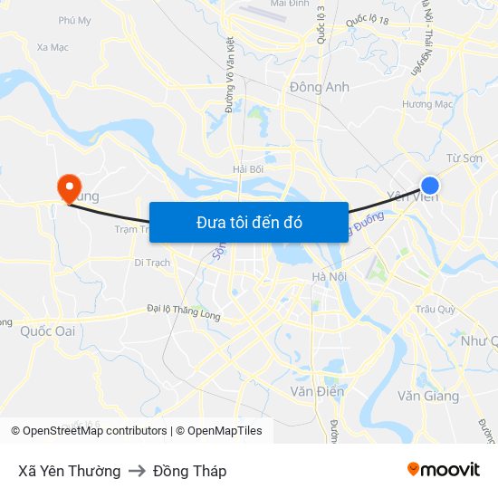 Xã Yên Thường to Đồng Tháp map