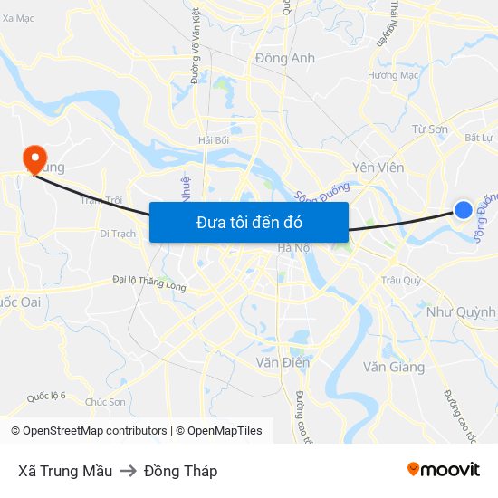Xã Trung Mầu to Đồng Tháp map