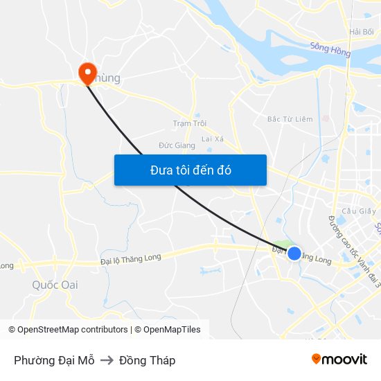 Phường Đại Mỗ to Đồng Tháp map