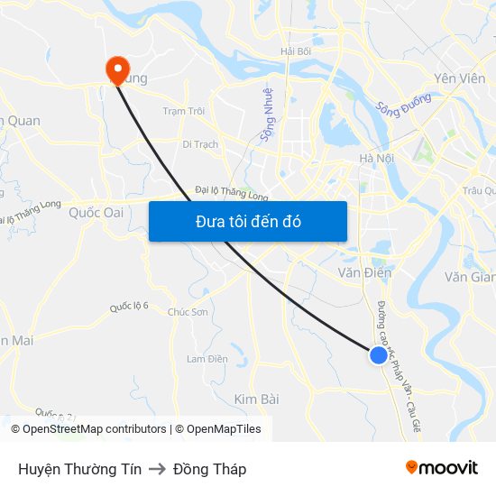 Huyện Thường Tín to Đồng Tháp map