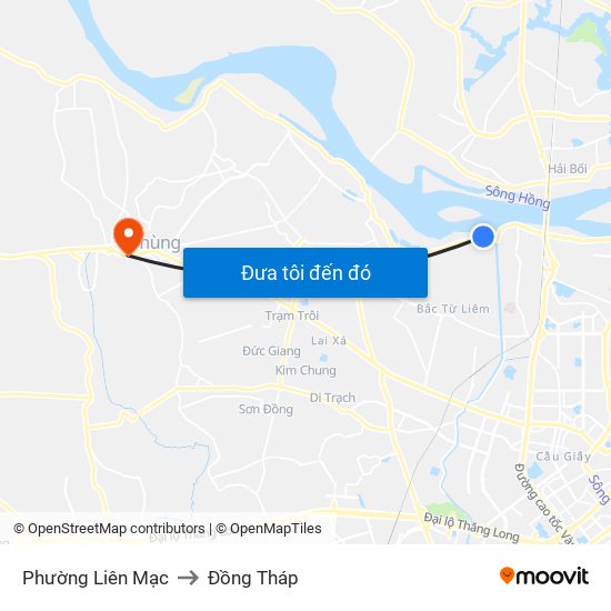 Phường Liên Mạc to Đồng Tháp map