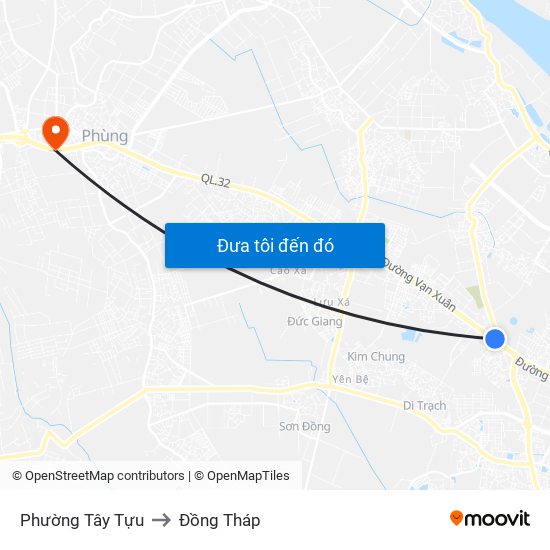 Phường Tây Tựu to Đồng Tháp map