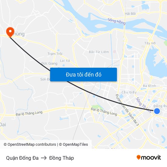 Quận Đống Đa to Đồng Tháp map