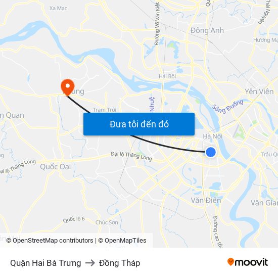 Quận Hai Bà Trưng to Đồng Tháp map