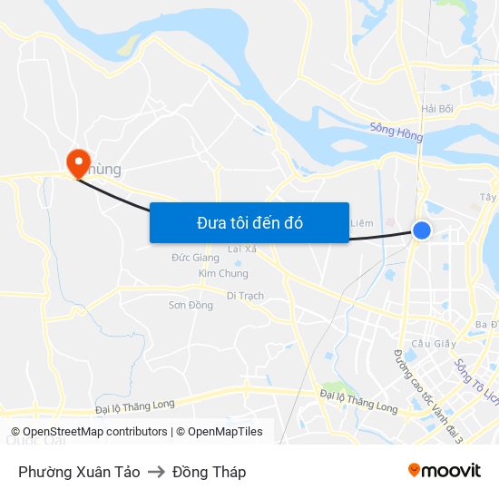 Phường Xuân Tảo to Đồng Tháp map