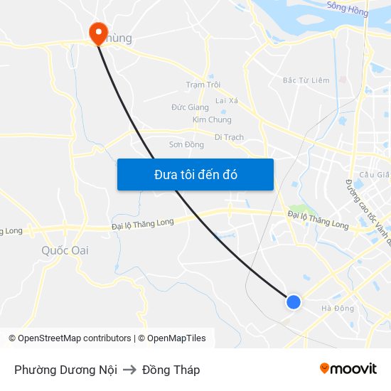 Phường Dương Nội to Đồng Tháp map