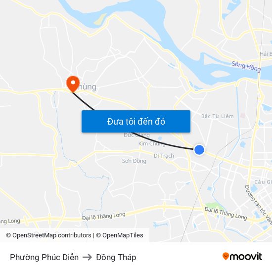 Phường Phúc Diễn to Đồng Tháp map