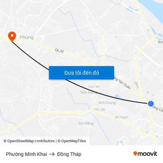 Phường Minh Khai to Đồng Tháp map