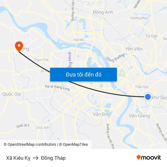 Xã Kiêu Kỵ to Đồng Tháp map