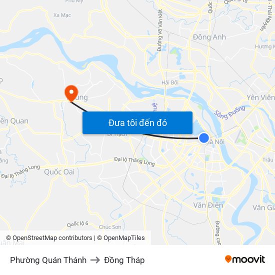 Phường Quán Thánh to Đồng Tháp map