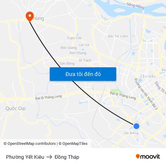 Phường Yết Kiêu to Đồng Tháp map