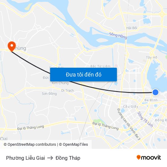 Phường Liễu Giai to Đồng Tháp map