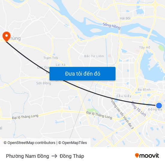 Phường Nam Đồng to Đồng Tháp map