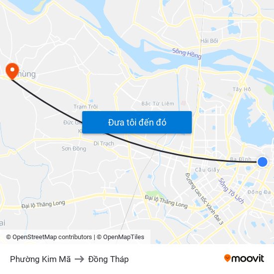 Phường Kim Mã to Đồng Tháp map